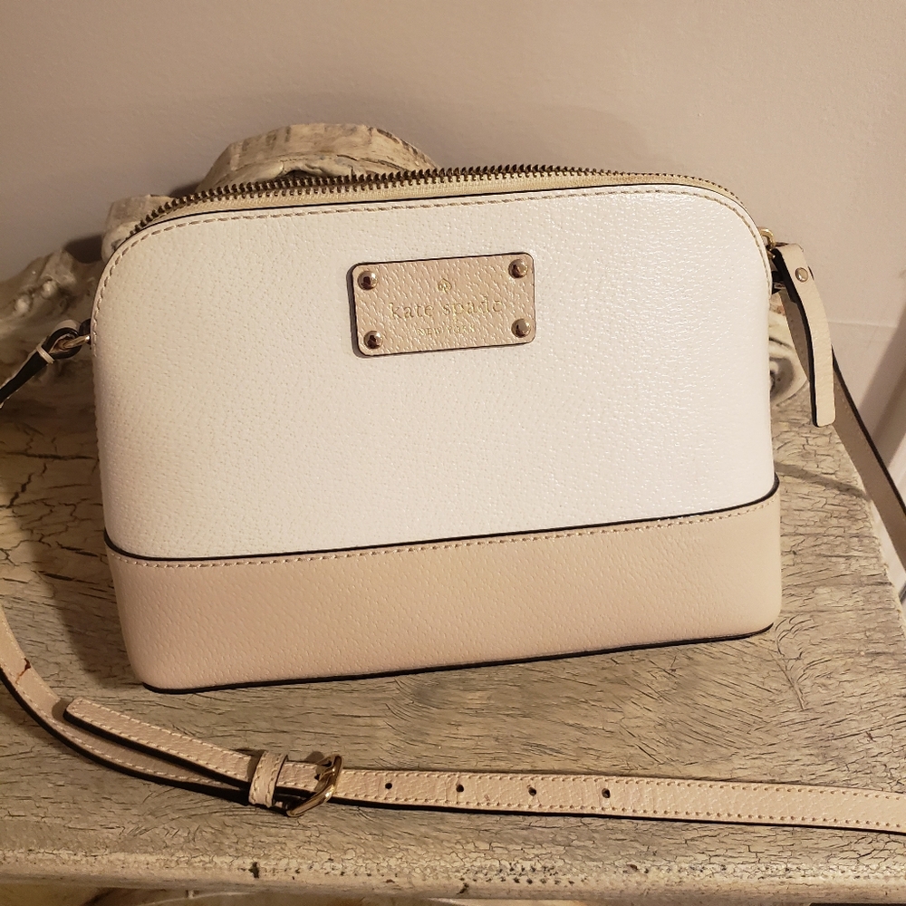 KATE SPADE Chic White and Tan Crossbody Bag